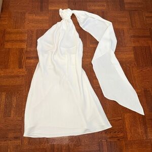 Zara Big Flower Dress Backless White Size XL